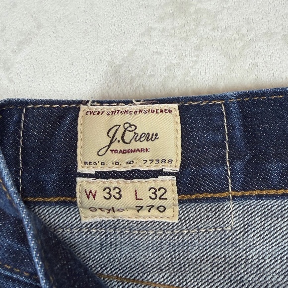 J. Crew 770 33W 32L Dark Wash Denim Blue Straight Jeans - Picture 5 of 10